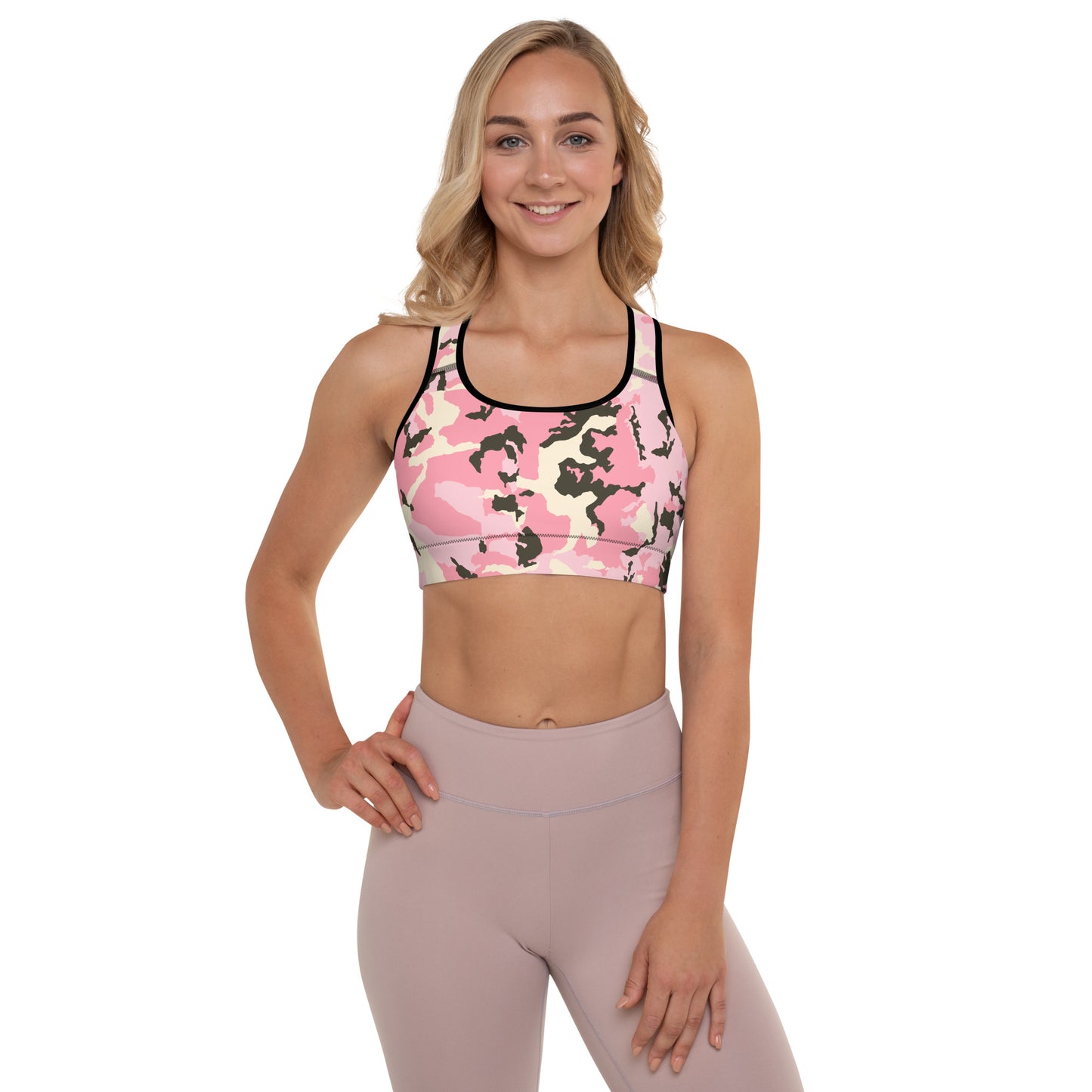 Pink Camo Padded Sports Bra