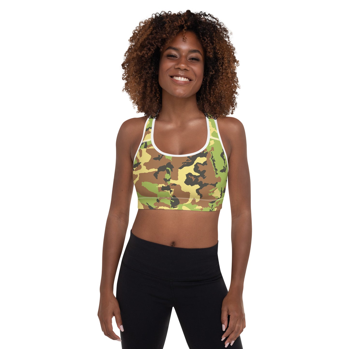 Green Camo Padded Sports Bra