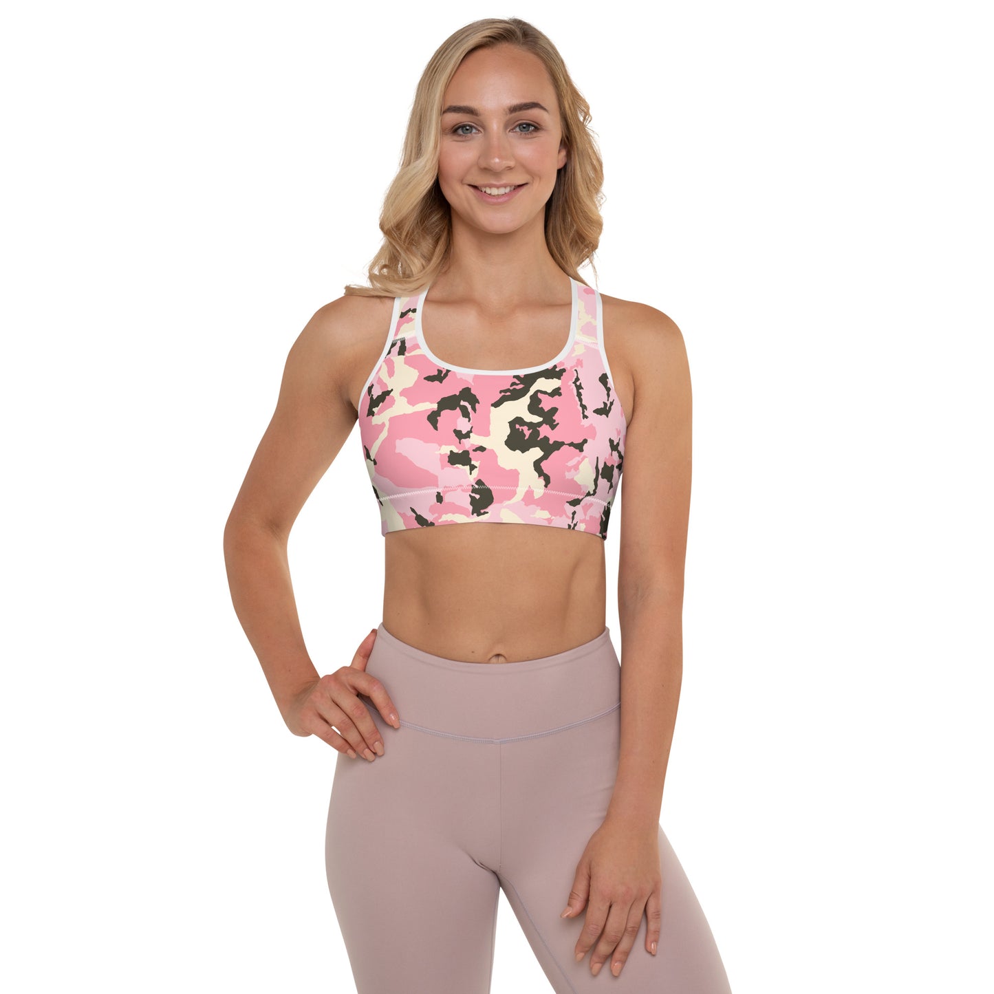 Pink Camo Padded Sports Bra