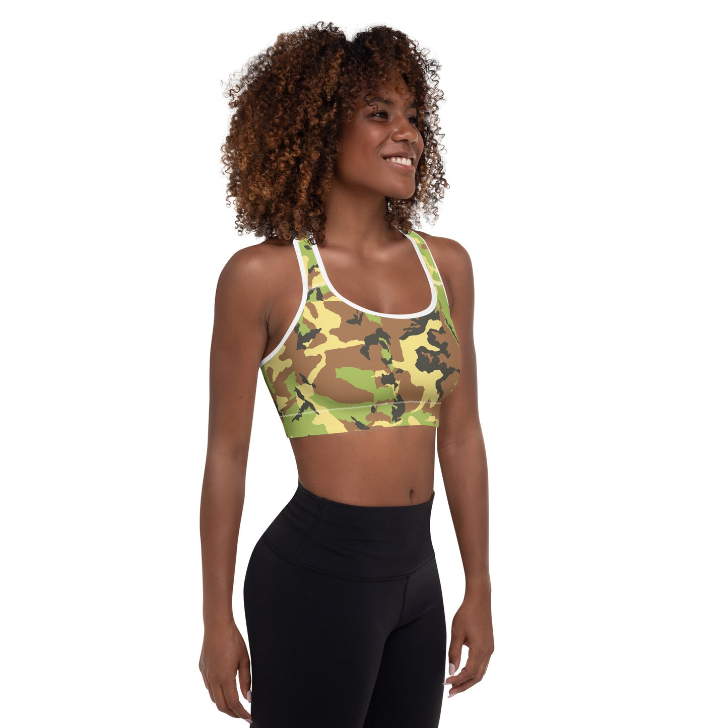 Green Camo Padded Sports Bra