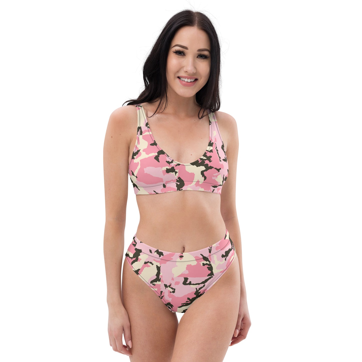 Pink Camo high-waisted bikini