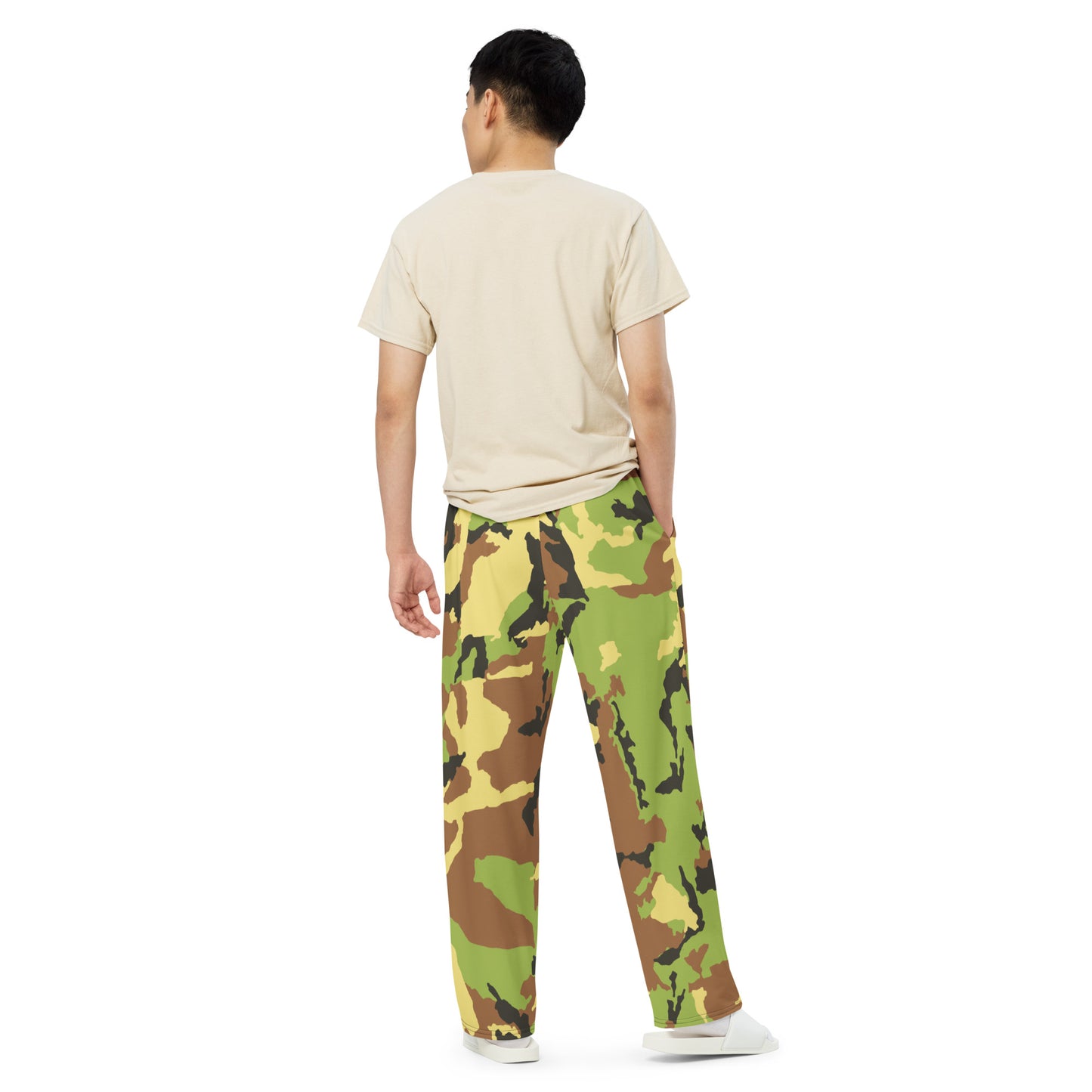 Green Camo print unisex wide-leg pants