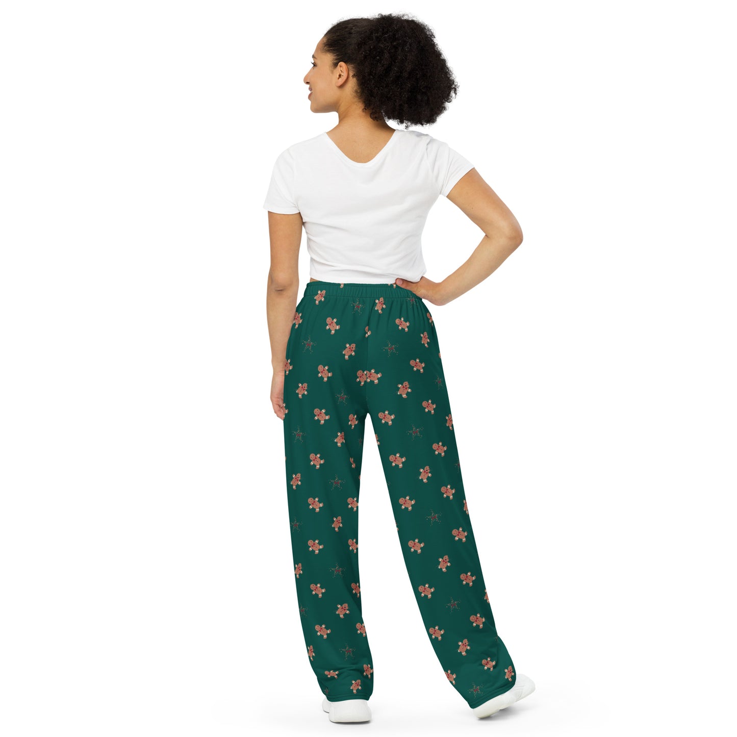 Ginger Bread print unisex wide-leg pants