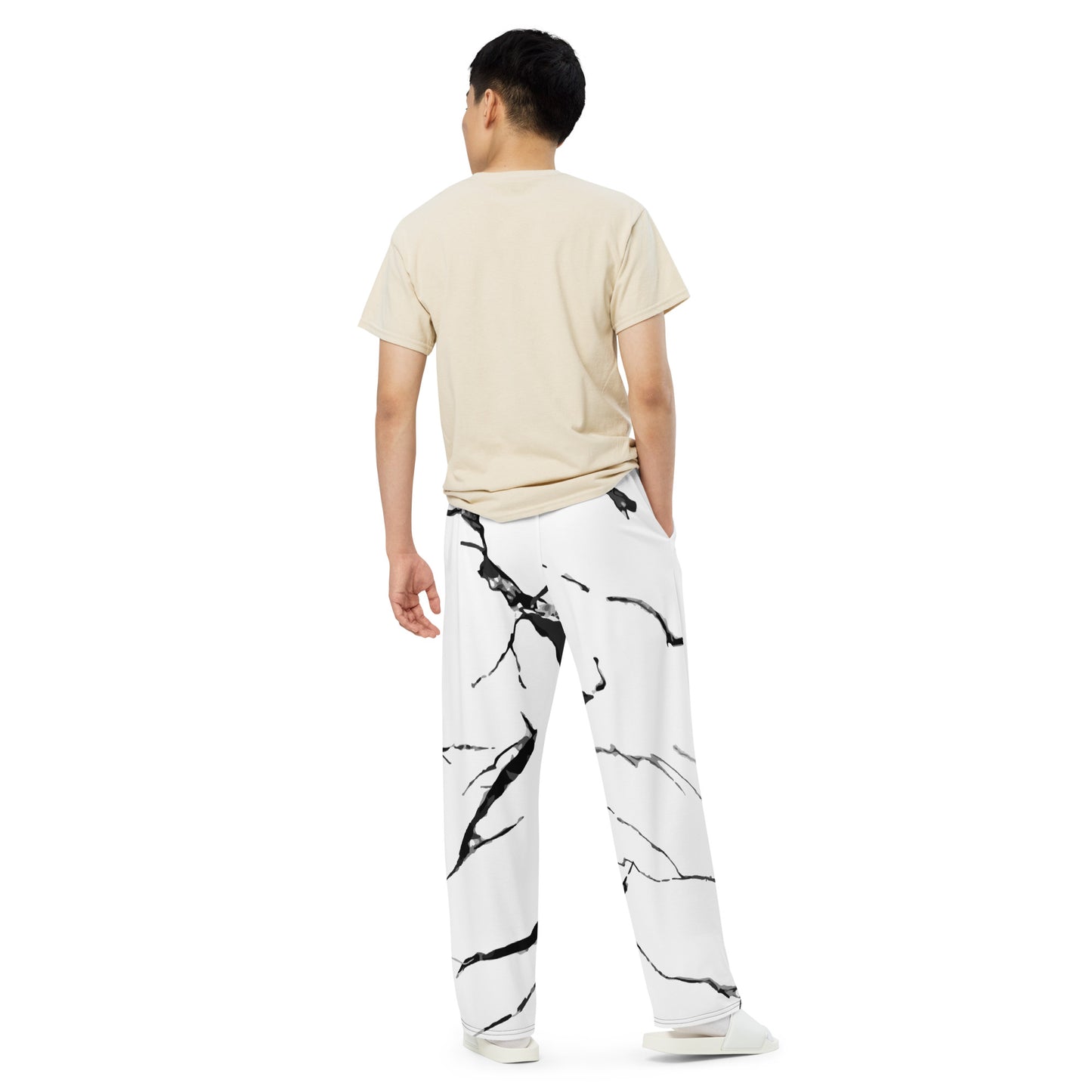 Marble  print unisex wide-leg pants