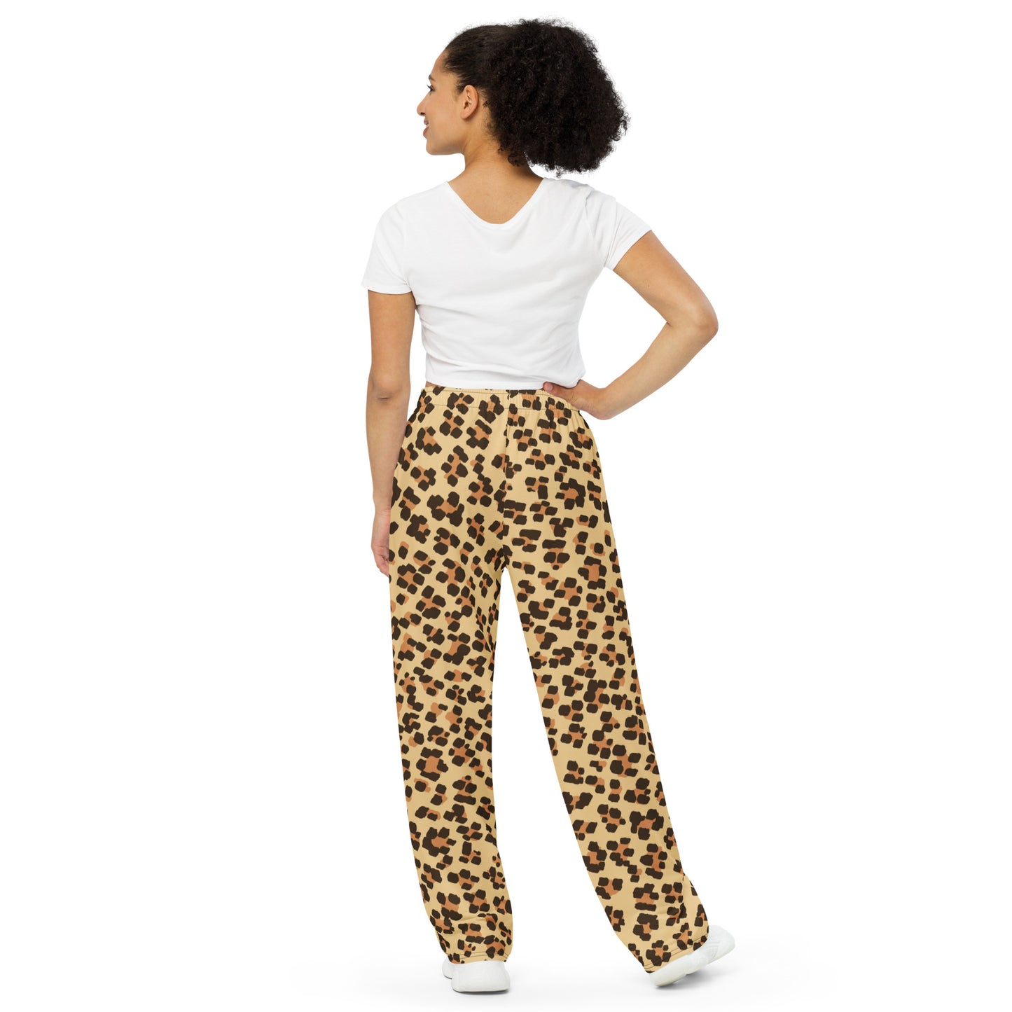 Leopard print unisex wide-leg pants