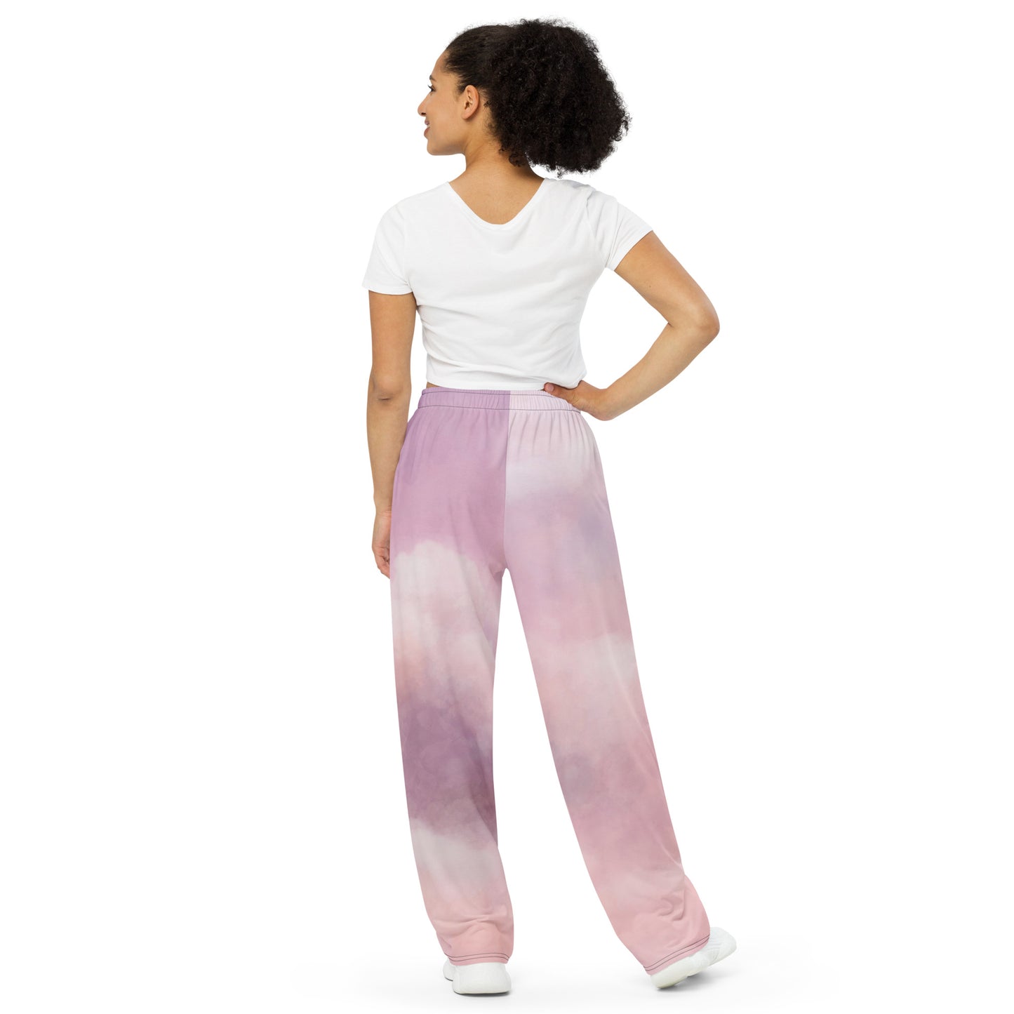 Purple Clouds print unisex wide-leg pants