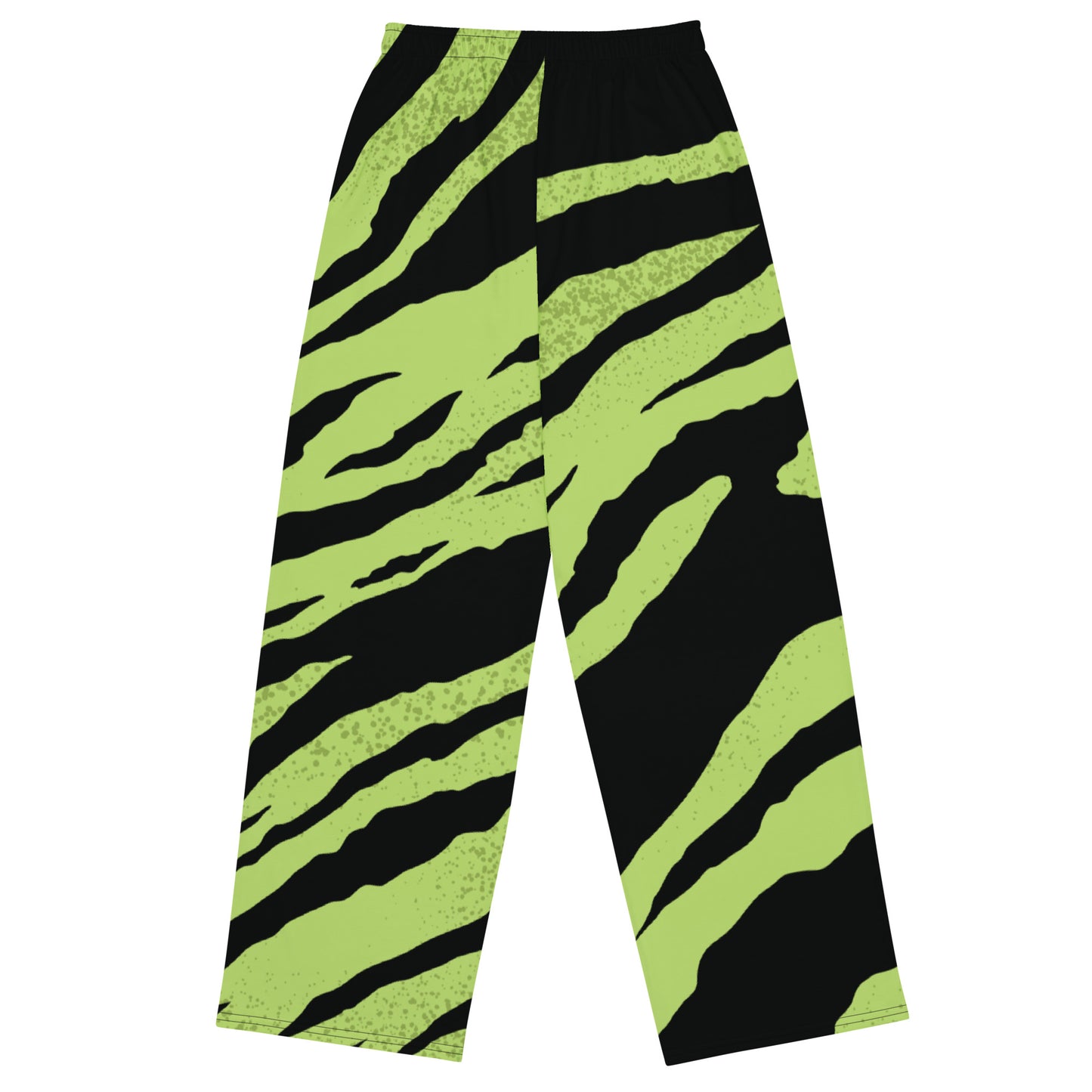 Green Tiger Stripe print unisex wide-leg pants