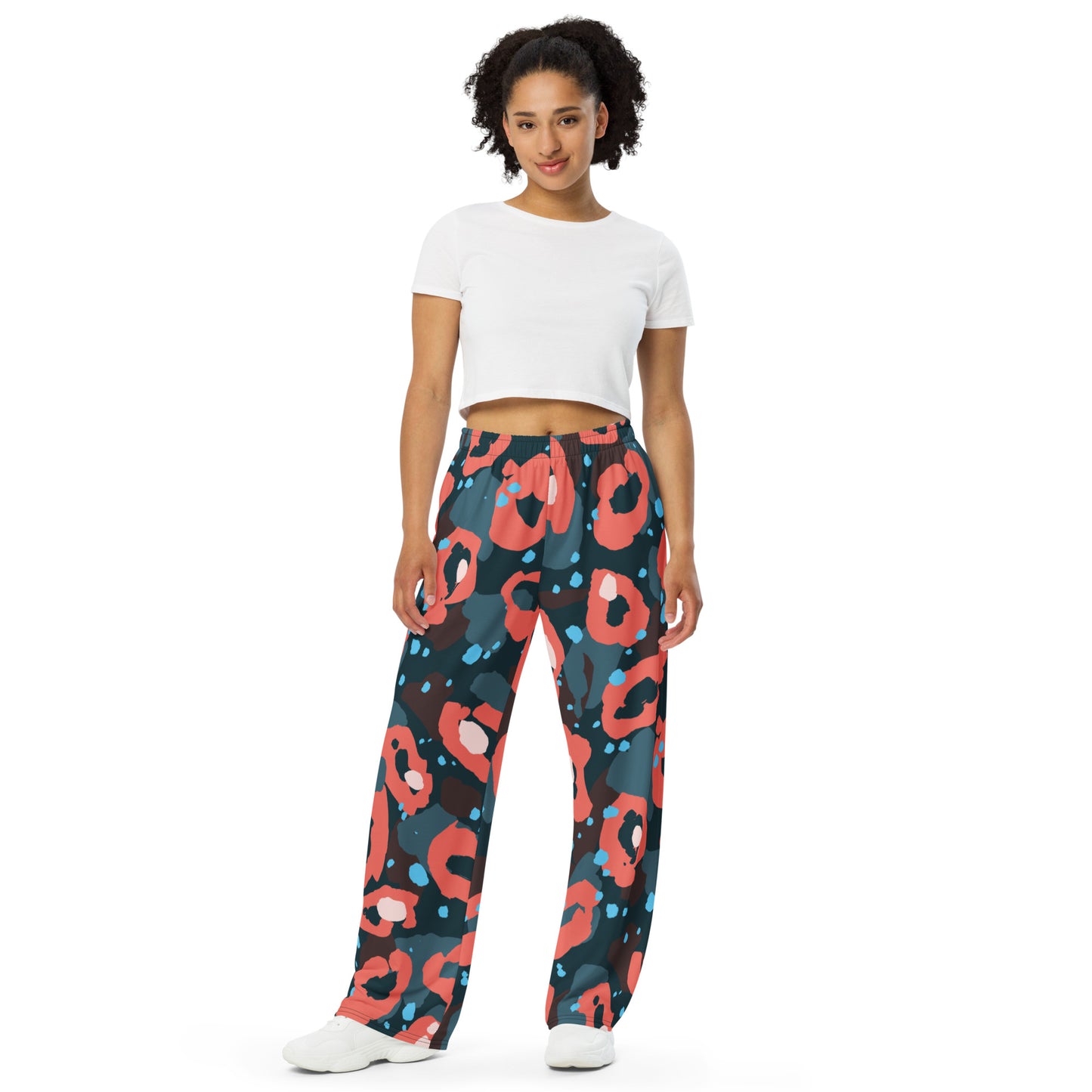 Leopard print unisex wide-leg pants