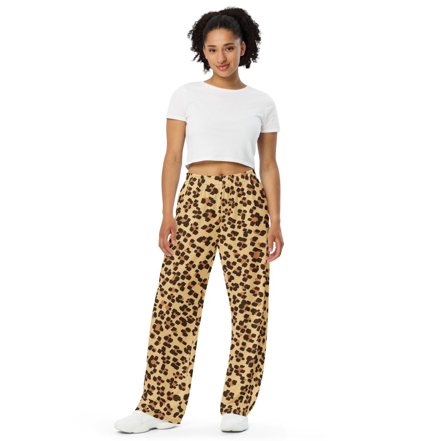 Leopard print unisex wide-leg pants