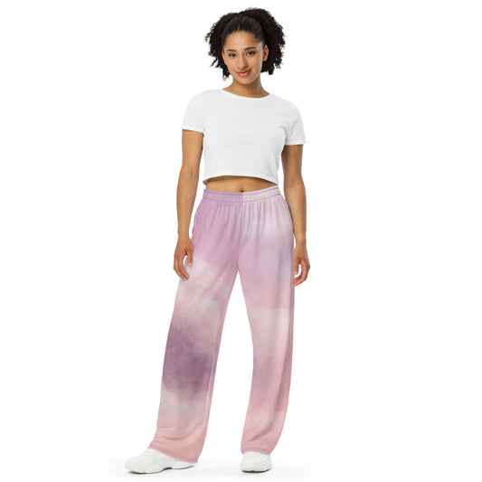 Purple Clouds print unisex wide-leg pants