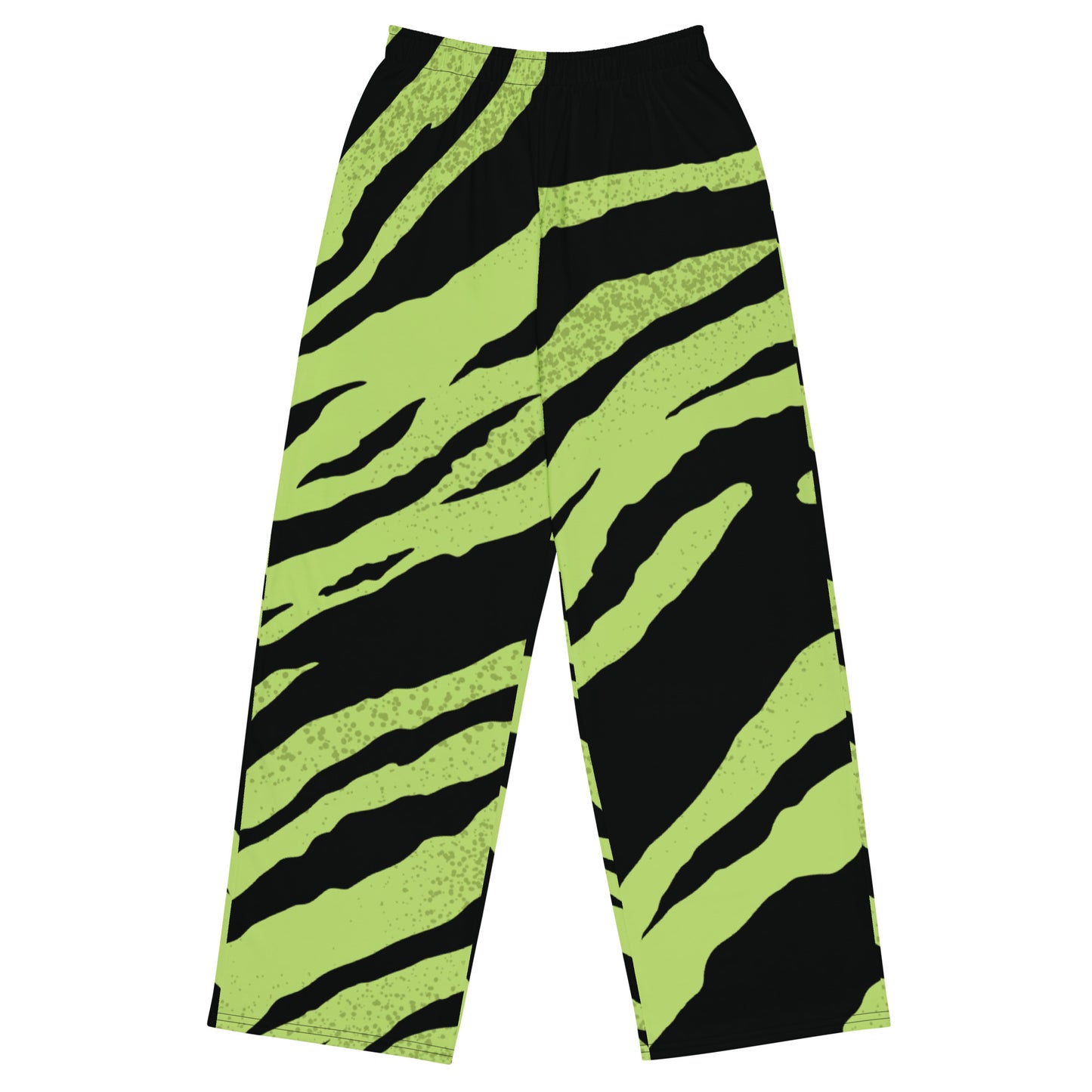 Green Tiger Stripe print unisex wide-leg pants