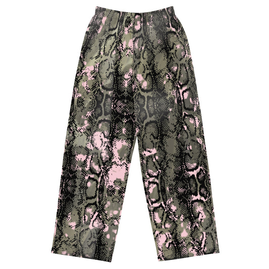 Snake Skin print unisex wide-leg pants