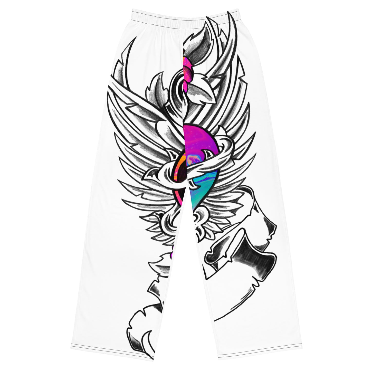 Daggered Heart print unisex wide-leg pants