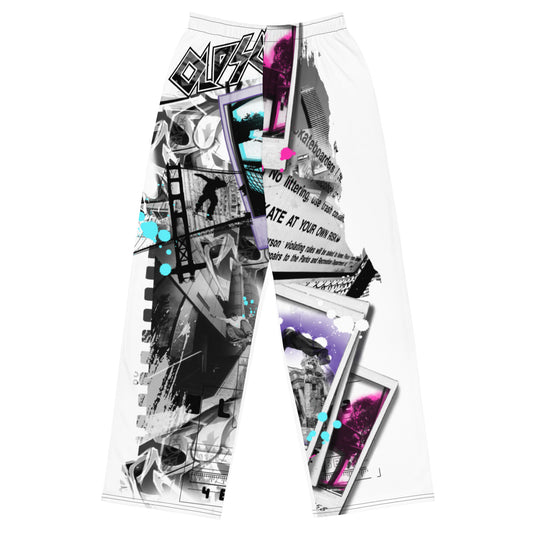 Old School print unisex wide-leg pants