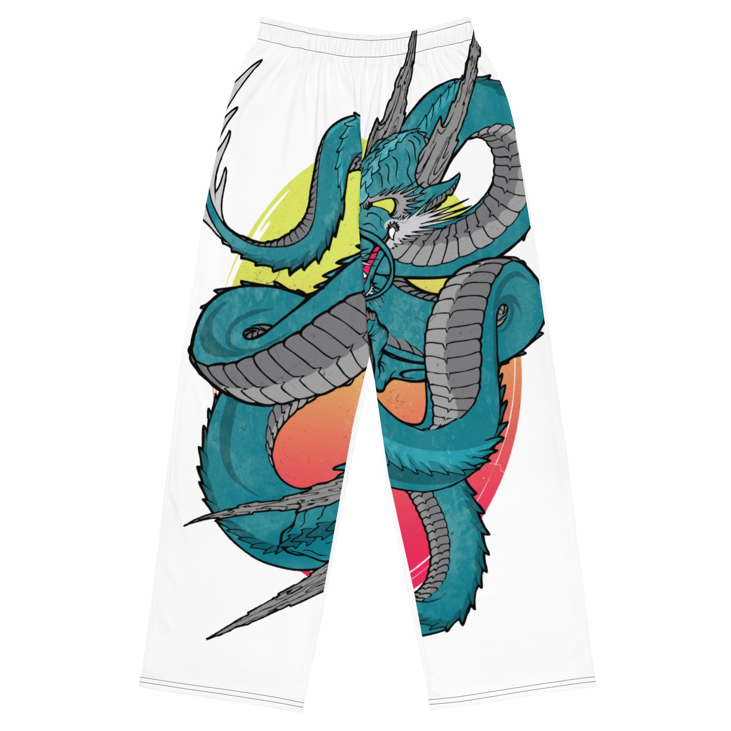 Dragon print unisex wide-leg pants