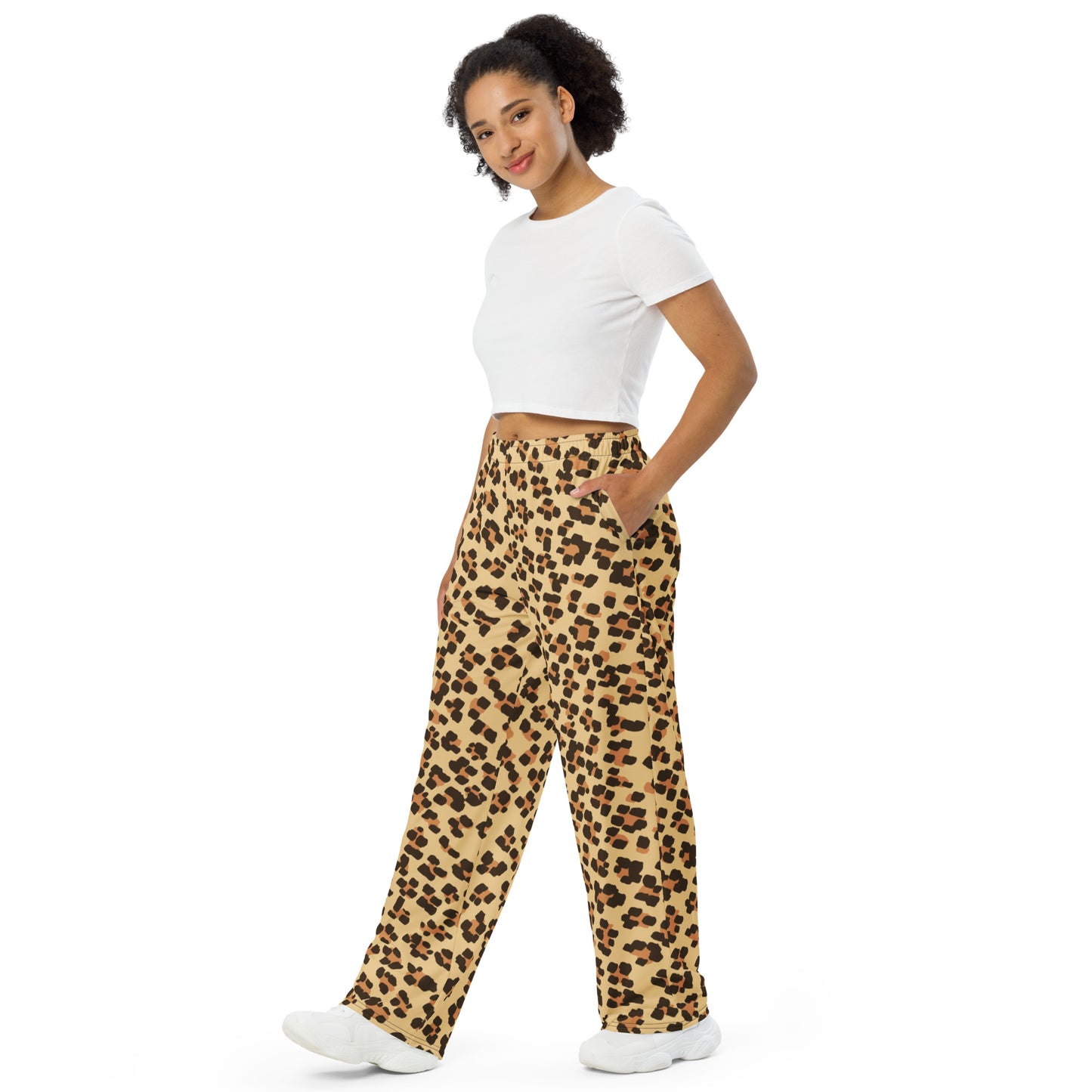 Leopard print unisex wide-leg pants