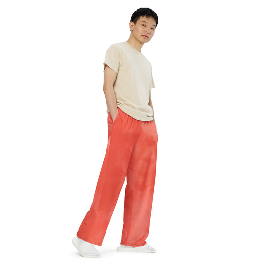 Red Cloud print unisex wide-leg pants